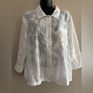 Coldwater Creek Cream Floral Blouse Size PL